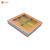 KALAMKARI DESIGN6 KHANA RIGID BOX WITH WINDOW | ( ORANGE ) | ( 11" x11" x 2") | DIWALI GIFT HAMPERS