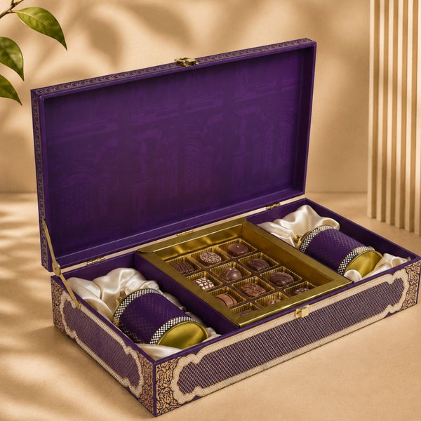 Purple Zari Box (15.7"x7.7"x3.5") | Festive Collection | Sanskriti Collection 3.0
