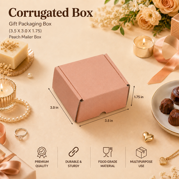 Corrugated Mailer Box – Peach Hamper Box – 3.5 x 3 x 1.75 inch