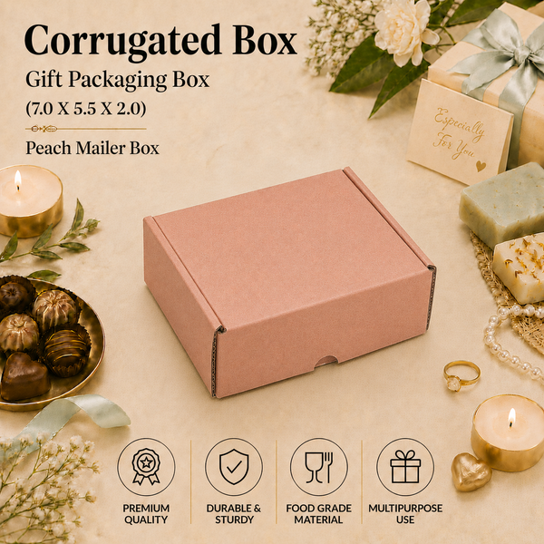Corrugated Mailer Box – Peach Hamper Box – 7 x 5.5 x 2 inch