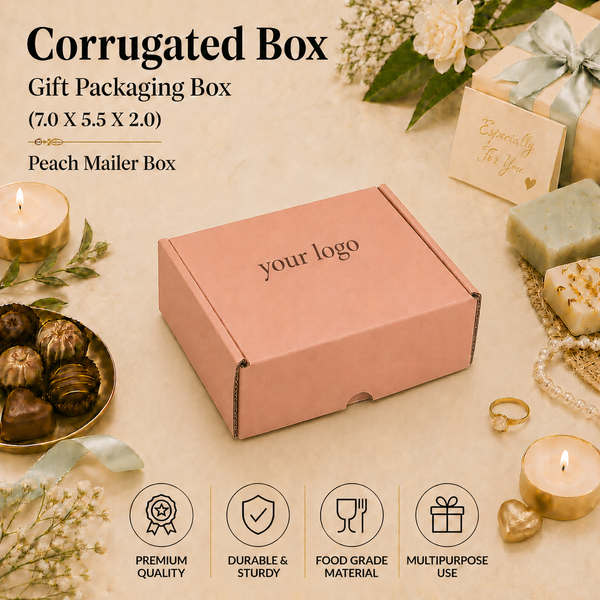 Corrugated Mailer Box – Peach Hamper Box – 7 x 5.5 x 2 inch
