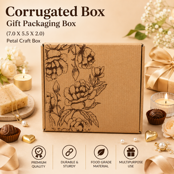 Corrugated Petal Craft Box – Sanskriti Collection – 7 x 5.5 x 2 inch
