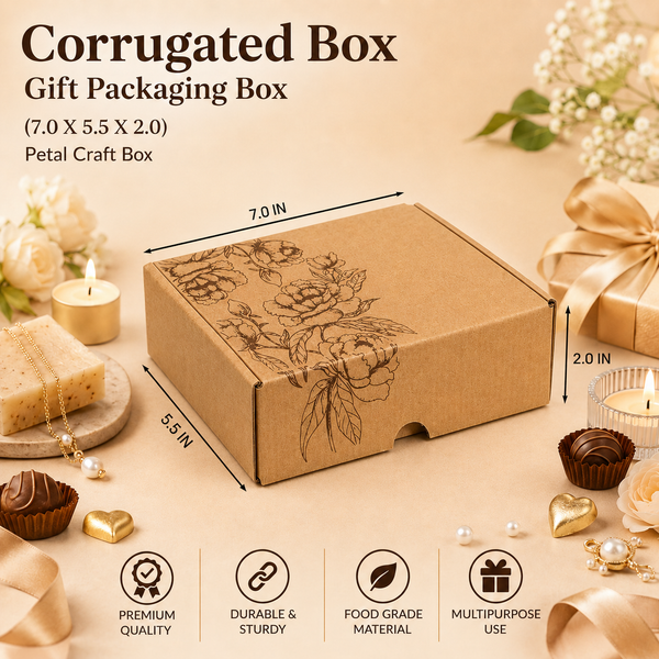 Corrugated Petal Craft Box – Sanskriti Collection – 7 x 5.5 x 2 inch