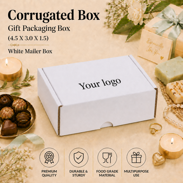 Corrugated Mailer Box – White Hamper Box – 4.5 x 3 x 1.5 inch