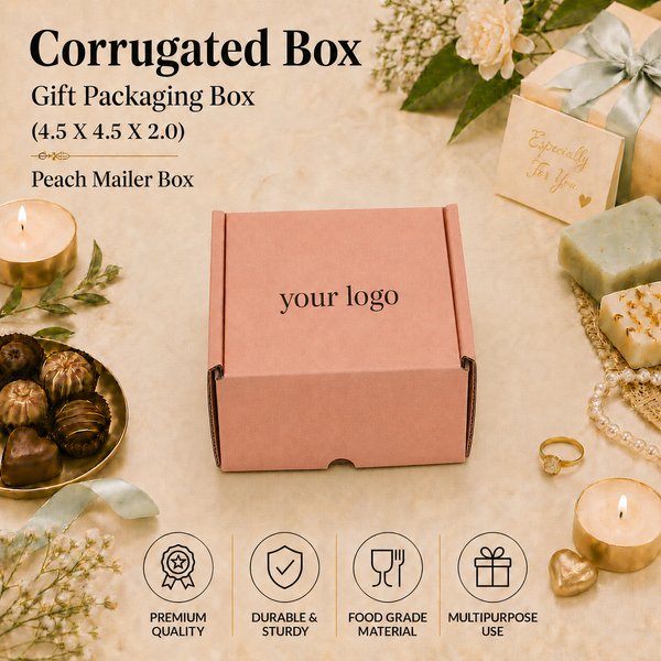 Corrugated Mailer Box – Peach Hamper Box – 4.5 x 4.5 x 2 inch