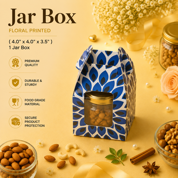 Jar Box for 1- New Collection (FLORAL PRINTED) - Hamper Bag - (4.0" x 4.0" x 3.5" )