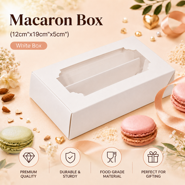 Macaron Box for 12 - White - (12"x19"x5")