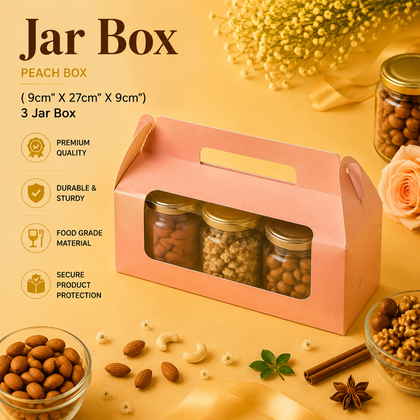 Jar Bag for 3 - Peach - Hamper Bag- (9cm x 27cm x 9cm )