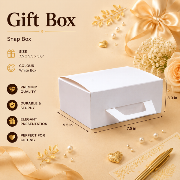 SNAP BOX WHITE (7.5 x 5.5 x 3.0 inches)