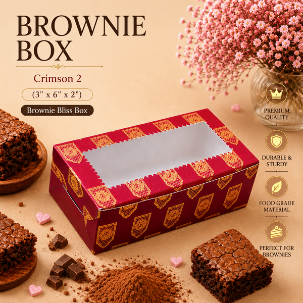 Brownie Box – 2 Piece – Crimson Bliss – 3 x 6 x 2 inch – Sanskriti Festive Collection