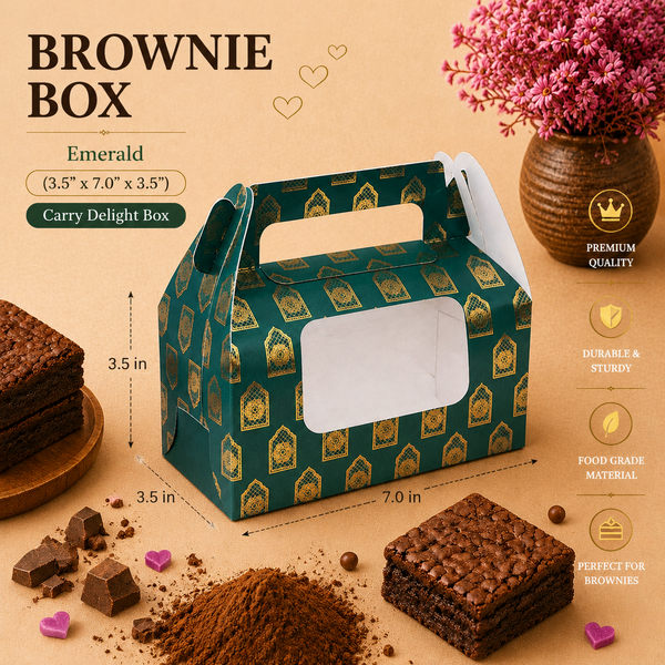 Brownie Carry Box – Emerald Delight – 3.5 x 7 x 3.5 inch – Sanskriti Festive Collection