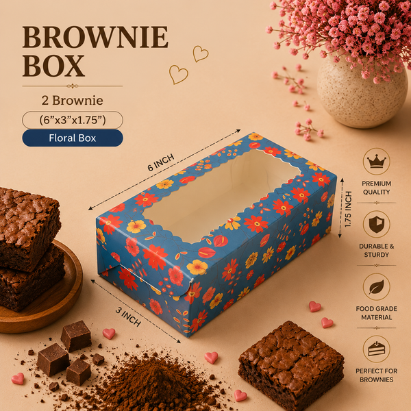 Brownie Box – 2 Piece – Floral – 6 x 3 x 1.75 inch – Sanskriti Festive Collection