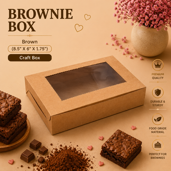 Brownie Box – 6 Piece – Brown Kraft – 8.5 x 6 x 1.75 inch