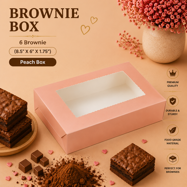 Brownie Box – 6 Piece – Peach – 8.5 x 6 x 1.75 inch