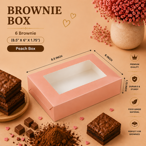 Brownie Box – 6 Piece – Peach – 8.5 x 6 x 1.75 inch