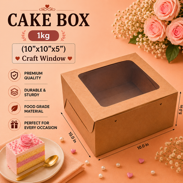 Cake Box - 1Kg - 10"x10"x5" - Craft Window