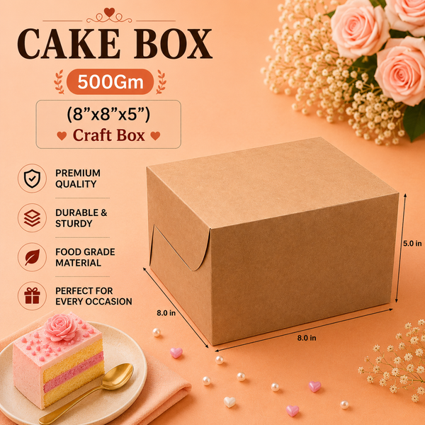 Cake Box - 500g - 8"x8"x5" - Craft Box