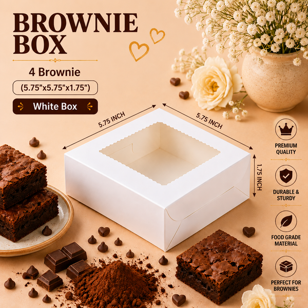 Brownie Box – 4 Piece – White – 5.75 x 5.75 x 1.75 inch