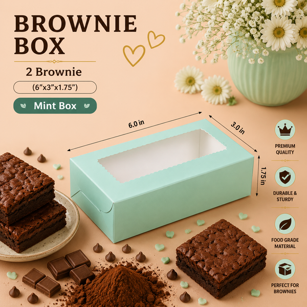 Brownie Box – 2 Piece – Mint – 6 x 3 x 1.75 inch
