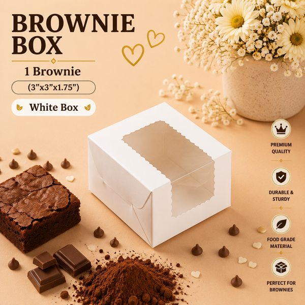 Brownie Box – 1 Piece – White – 3 x 3 x 1.75 inch