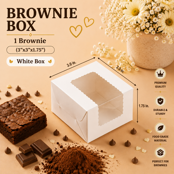 Brownie Box – 1 Piece – White – 3 x 3 x 1.75 inch