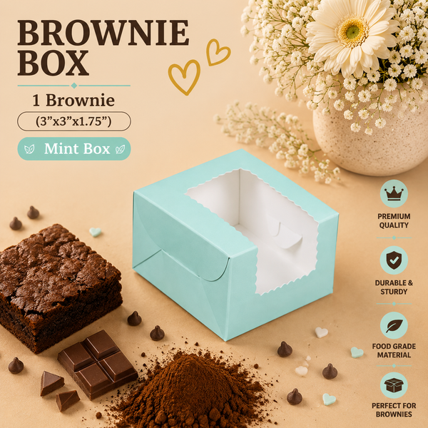 Brownie Box – 1 Piece – Mint – 3 x 3 x 1.75 inch