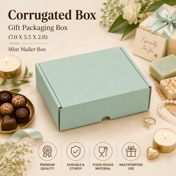 Corrugated Mailer Box – Mint Hamper Box – 7 x 5.5 x 2 inch