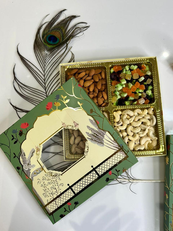 4 KHANA TOP BOTTOM BOX GARDEN GATEWAY DESIGN | ( 9" x 9" x 1" ) | DIWALI GIFT HAMPERS