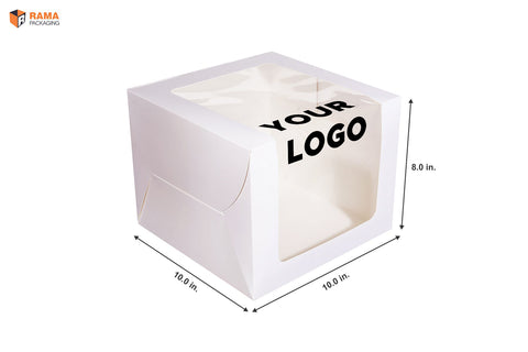 Tall Cake Box - (10"x10"x8") - White (Window)