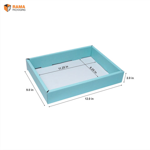 Corrugated Mailer Box Tray | Multipurpose Tray (12.0" X 9.0" X 2.0") Blue