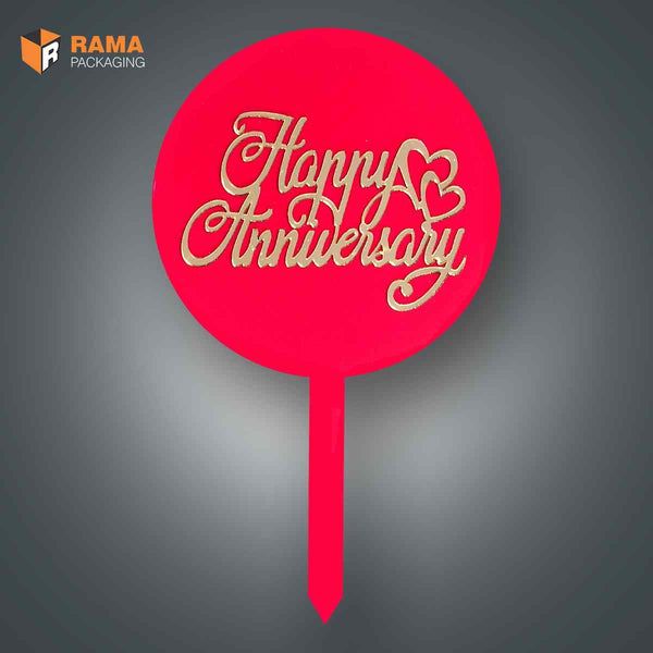 Cake Tag Happy Anniversary Red