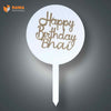 White Cake Tag Happy Birthday Bhai