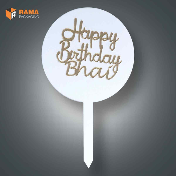 White Cake Tag Happy Birthday Bhai