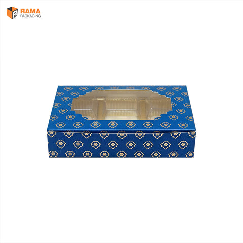6 Cavity Chocolate Box | Gold Blue Festive collection  | (5.5" x 3.75" X 1.25" )