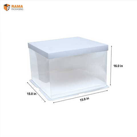 Tall Cake Box Square - (15"x15"x16") - White