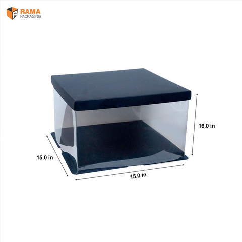 Tall Cake Box Square  - (15"x15"x16") - Black