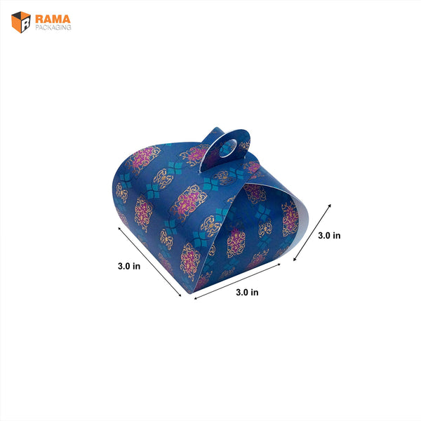 BLUE FOIL CHOCOLATE DOM BOX WITH HANDLE | ( 8CMX8CMX6CM )
