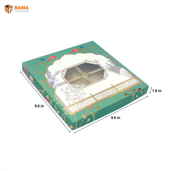 4 KHANA TOP BOTTOM BOX GARDEN GATEWAY DESIGN | ( 9" x 9" x 1" ) | DIWALI GIFT HAMPERS