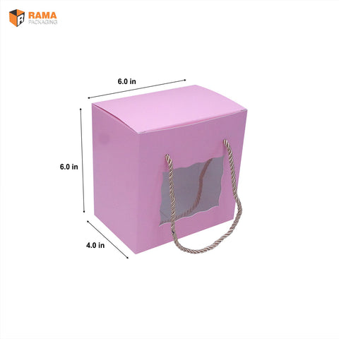 SOLID PEACH PASTEL COLOR WITH WINDOW GIFT BOX  | ( 6" x 6" x 4")