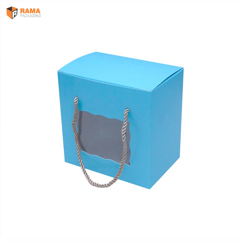 SOLID BLUE PASTEL COLOR WITH WINDOW GIFT BOX  | ( 6" x 6" x 4")