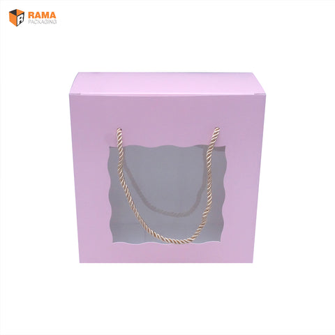 SOLID PEACH PASTEL COLOR WITH WINDOW GIFT BOX  | ( 6" x 6" x 4")