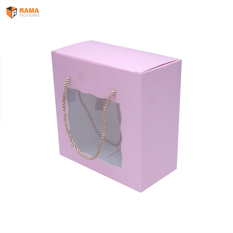 SOLID PEACH PASTEL COLOR WITH WINDOW GIFT BOX  | ( 6" x 6" x 4")