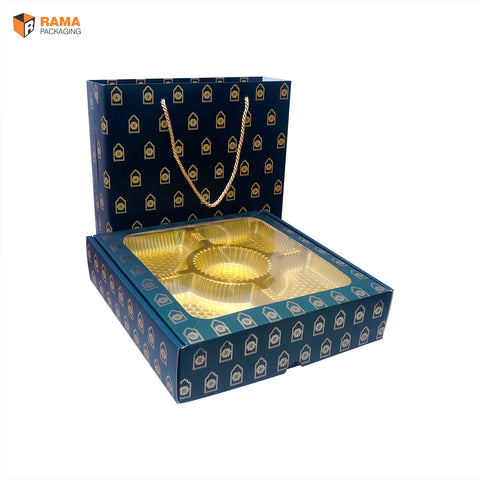 Royal Blue Premium Box with Carry Bag | Festive Box (10.5"×10.5"×2.5") |  Sanskriti Collection