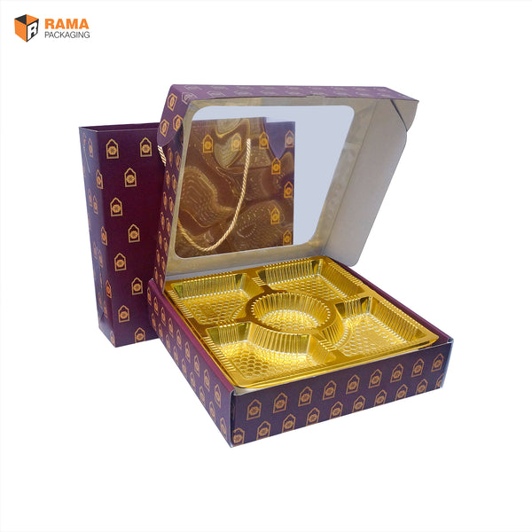 Maroon Gold Luxe Box with Carry Bag | Festive Box (10.5"×10.5"×2.5") |Sanskriti Collection