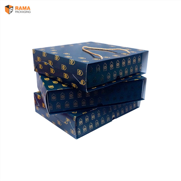 Navy Royale Premium 12 Cavity Window Gift Box with Carry Bag | Festive Box (12"×9.5"×2.5") |Sanskriti Collection