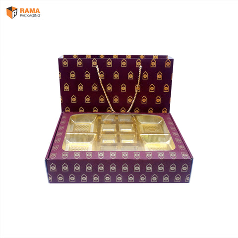 Maroon Regal Premium 12 Cavity Window Gift Box with Carry Bag | Festive Box (12"×9.5"×2.5") |  Sanskriti Collection
