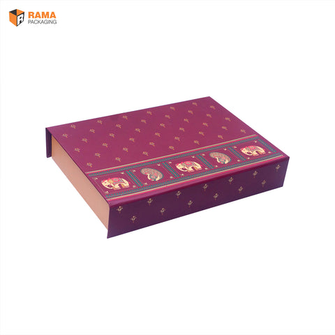 Rajwadi Elephant Motif Gift Box | Festive Box (8.5"×6"×1") |  Sanskriti Collection