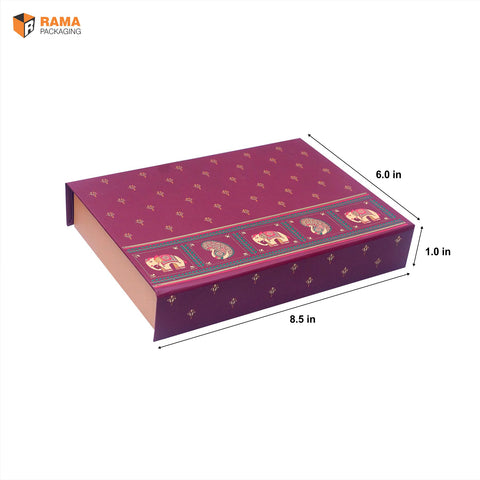 Rajwadi Elephant Motif Gift Box | Festive Box (8.5"×6"×1") |  Sanskriti Collection