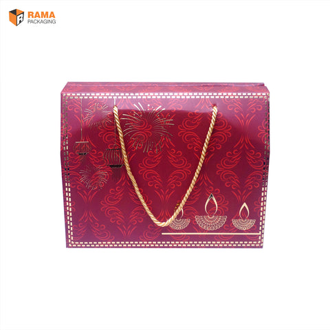 Medium Maroon Festive Carry Box | Festive Box (10"×4.5"×8") |  Sanskriti Collection