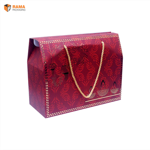 Medium Maroon Festive Carry Box | Festive Box (10"×4.5"×8") |  Sanskriti Collection